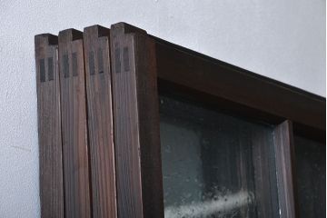 大正ロマン　色ガラス入り幾何学模様の引き戸4枚セット(1)