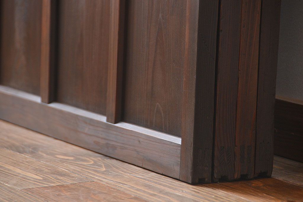 大正ロマン　色ガラス入り幾何学模様の引き戸4枚セット(1)