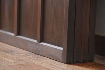 大正ロマン　色ガラス入り幾何学模様の引き戸4枚セット(1)