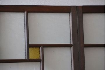 大正ロマン　色ガラス入り幾何学模様の引き戸4枚セット(2)