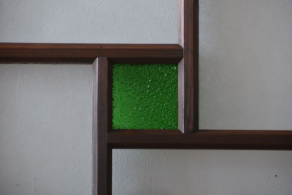 大正ロマン　色ガラス入り幾何学模様の引き戸4枚セット(2)