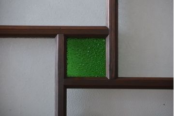 大正ロマン　色ガラス入り幾何学模様の引き戸4枚セット(2)