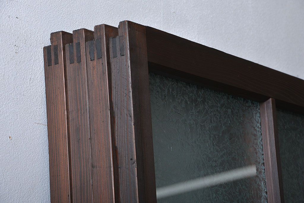 大正ロマン　色ガラス入り幾何学模様の引き戸4枚セット(2)