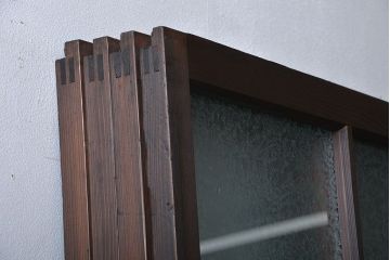 大正ロマン　色ガラス入り幾何学模様の引き戸4枚セット(2)