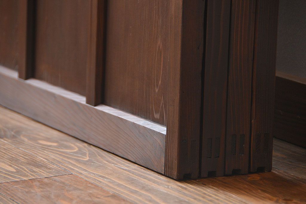 大正ロマン　色ガラス入り幾何学模様の引き戸4枚セット(2)