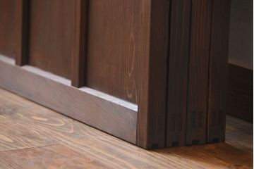 大正ロマン　色ガラス入り幾何学模様の引き戸4枚セット(2)