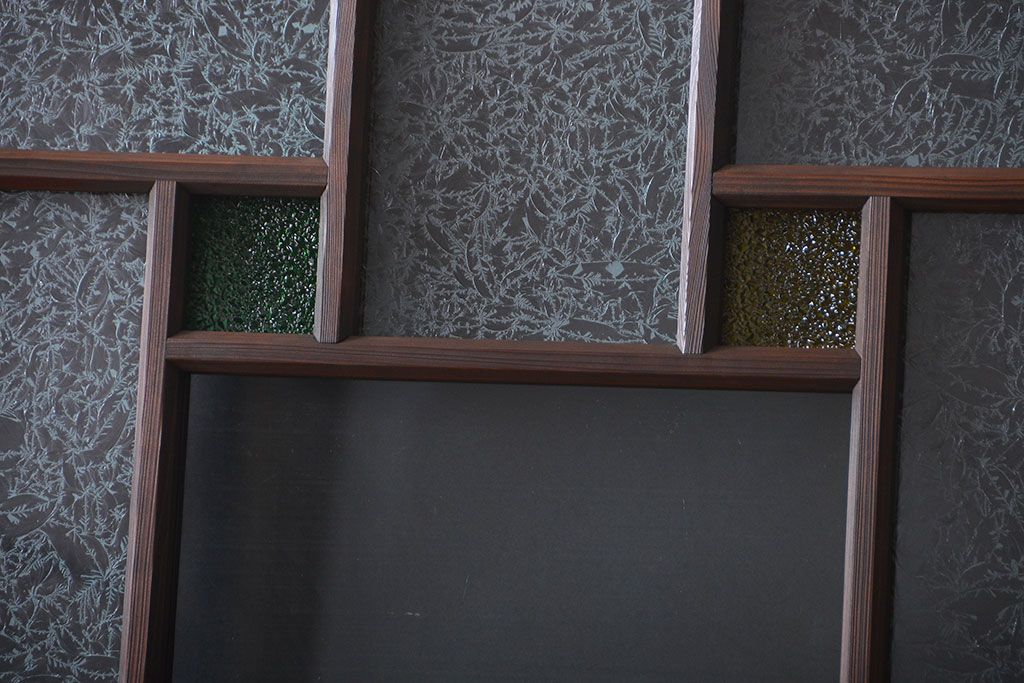 大正ロマン　色ガラス入り幾何学模様の引き戸4枚セット(2)