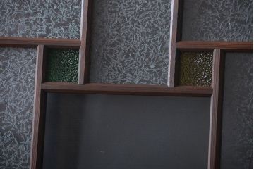 大正ロマン　色ガラス入り幾何学模様の引き戸4枚セット(2)