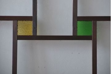大正ロマン　色ガラス入り幾何学模様の引き戸4枚セット(2)