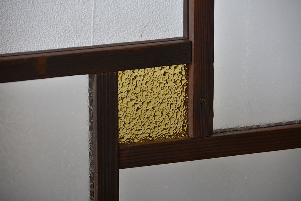 大正ロマン　色ガラス入り幾何学模様の引き戸4枚セット(2)