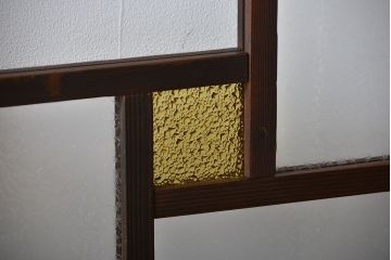 大正ロマン　色ガラス入り幾何学模様の引き戸4枚セット(2)