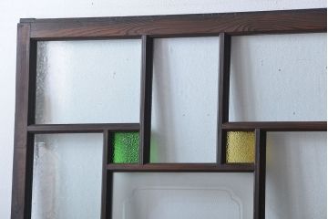 大正ロマン　色ガラス入り幾何学模様の引き戸4枚セット(3)