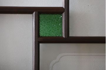 大正ロマン　色ガラス入り幾何学模様の引き戸4枚セット(3)