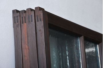 大正ロマン　色ガラス入り幾何学模様の引き戸4枚セット(3)