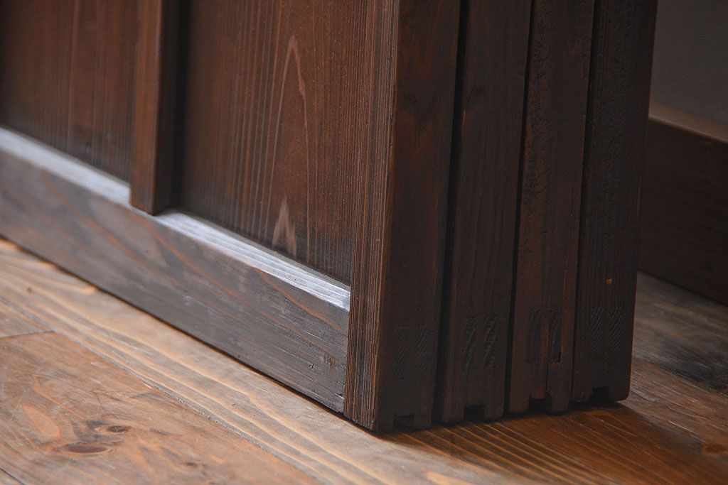 大正ロマン　色ガラス入り幾何学模様の引き戸4枚セット(3)