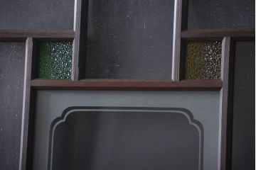 大正ロマン　色ガラス入り幾何学模様の引き戸4枚セット(3)