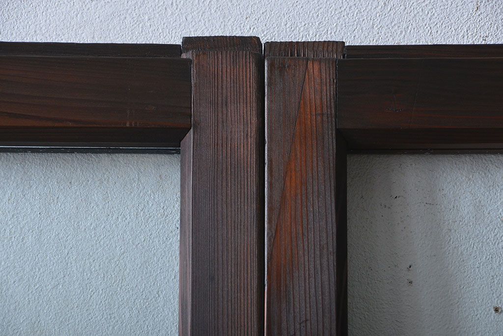 大正ロマン　色ガラス入り幾何学模様の引き戸4枚セット(3)