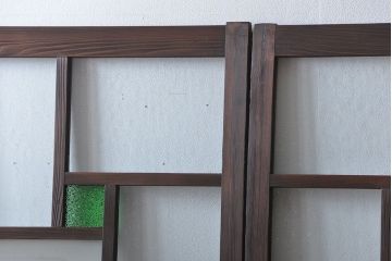 大正ロマン　色ガラス入り幾何学模様の引き戸4枚セット(3)