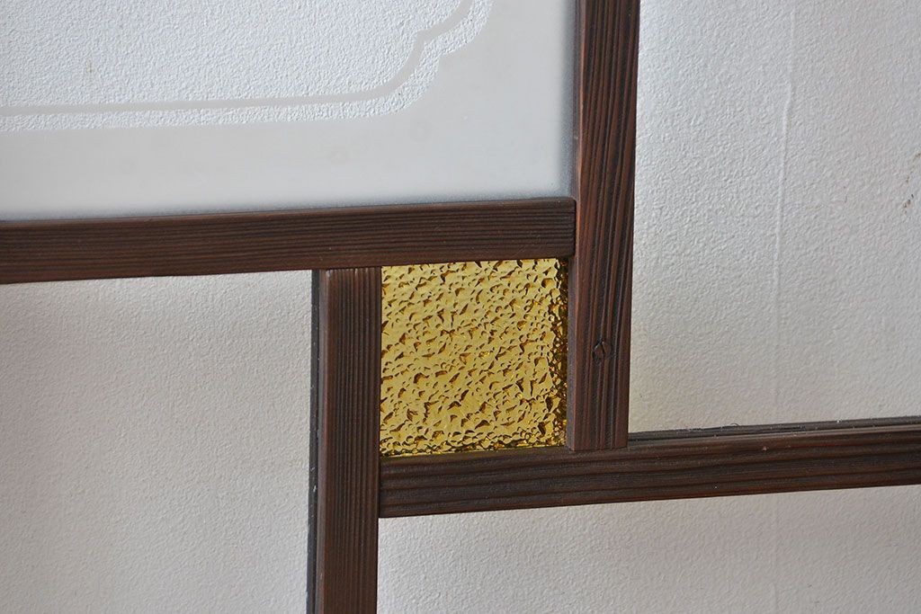 大正ロマン　色ガラス入り幾何学模様の引き戸4枚セット(3)