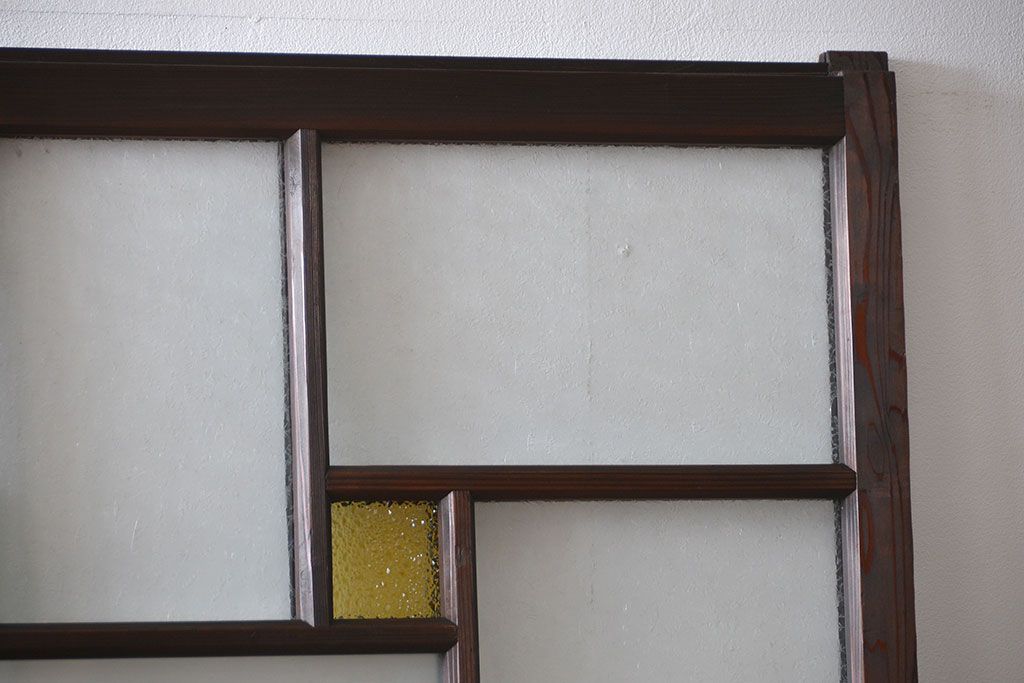 大正ロマン　色ガラス入り幾何学模様の引き戸2枚セット(4)