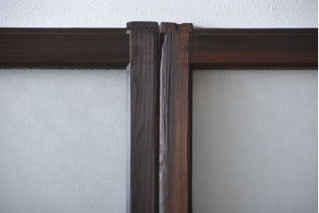 大正ロマン　色ガラス入り幾何学模様の引き戸2枚セット(4)