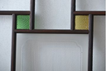 大正ロマン　色ガラス入り幾何学模様の引き戸2枚セット(4)