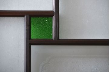 大正ロマン　色ガラス入り幾何学模様の引き戸2枚セット(4)