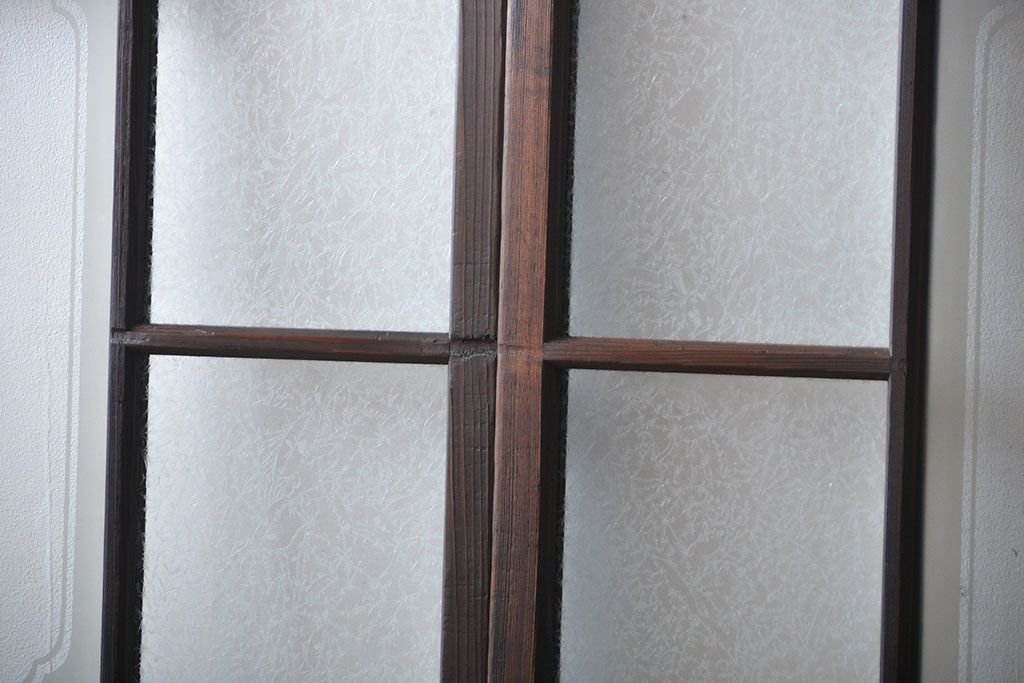 大正ロマン　色ガラス入り幾何学模様の引き戸2枚セット(4)