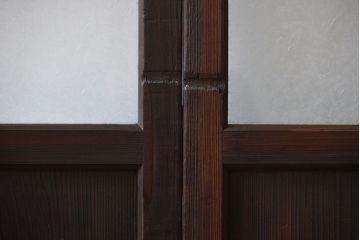 大正ロマン　色ガラス入り幾何学模様の引き戸2枚セット(4)