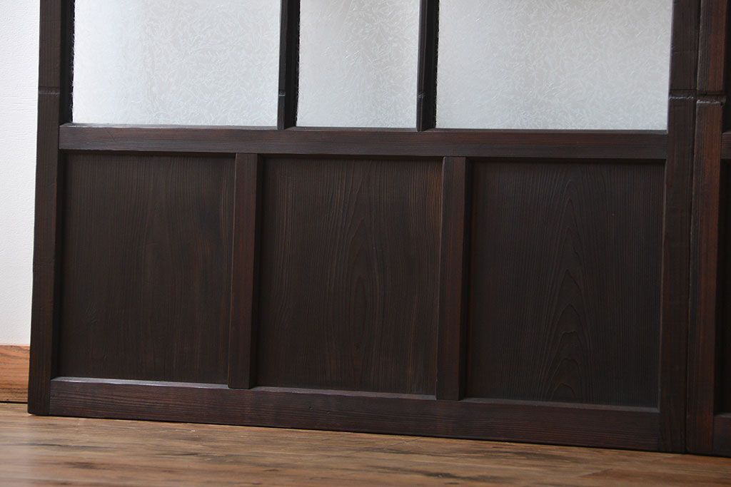 大正ロマン　色ガラス入り幾何学模様の引き戸2枚セット(4)