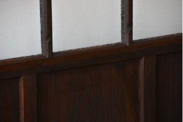 大正ロマン　色ガラス入り幾何学模様の引き戸2枚セット(4)