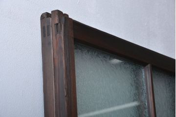 大正ロマン　色ガラス入り幾何学模様の引き戸2枚セット(4)