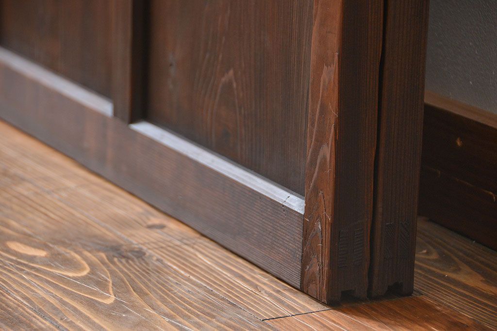 大正ロマン　色ガラス入り幾何学模様の引き戸2枚セット(4)