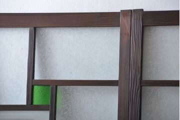 大正ロマン　色ガラス入り幾何学模様の引き戸2枚セット(4)