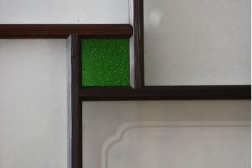 大正ロマン　色ガラス入り幾何学模様の引き戸4枚セット(5)