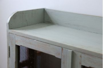 アンティーク家具　アンティーク 気泡ガラス入り!ペイントガラス戸本箱