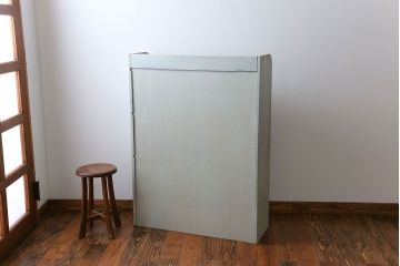 アンティーク家具　アンティーク 気泡ガラス入り!ペイントガラス戸本箱