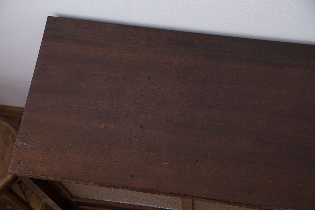 レトロ家具　昭和レトロ ダイヤガラス入りキッチンキャビネット