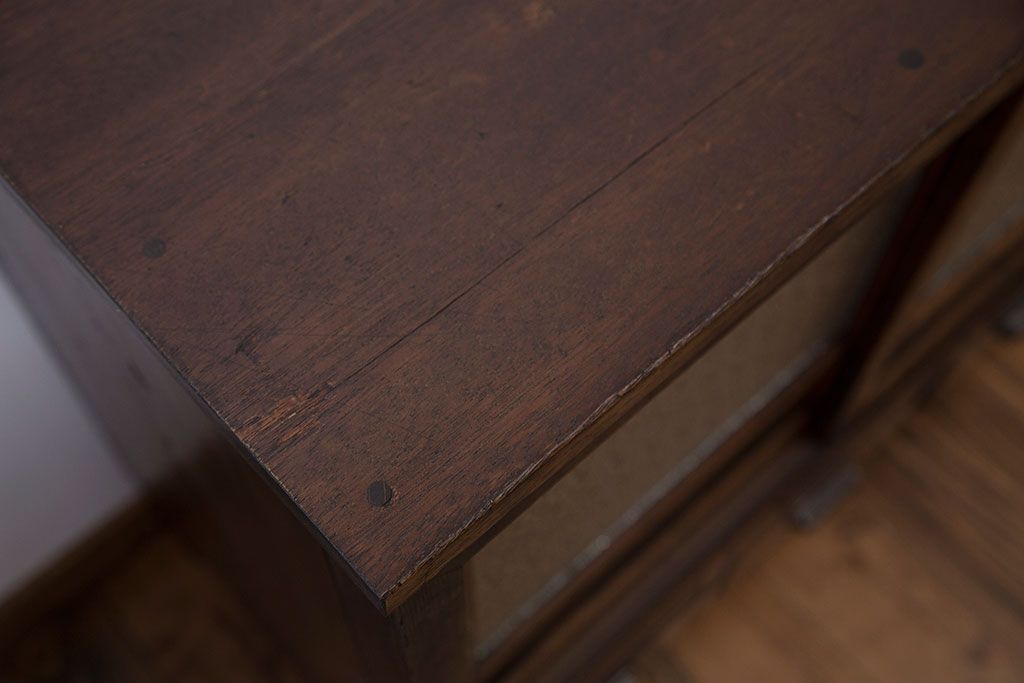 レトロ家具　昭和レトロ ダイヤガラス入りキッチンキャビネット