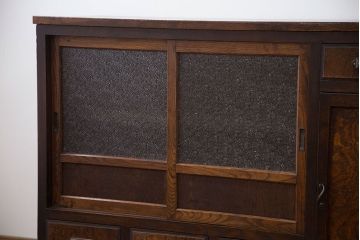 レトロ家具　昭和レトロ ダイヤガラス入りキッチンキャビネット