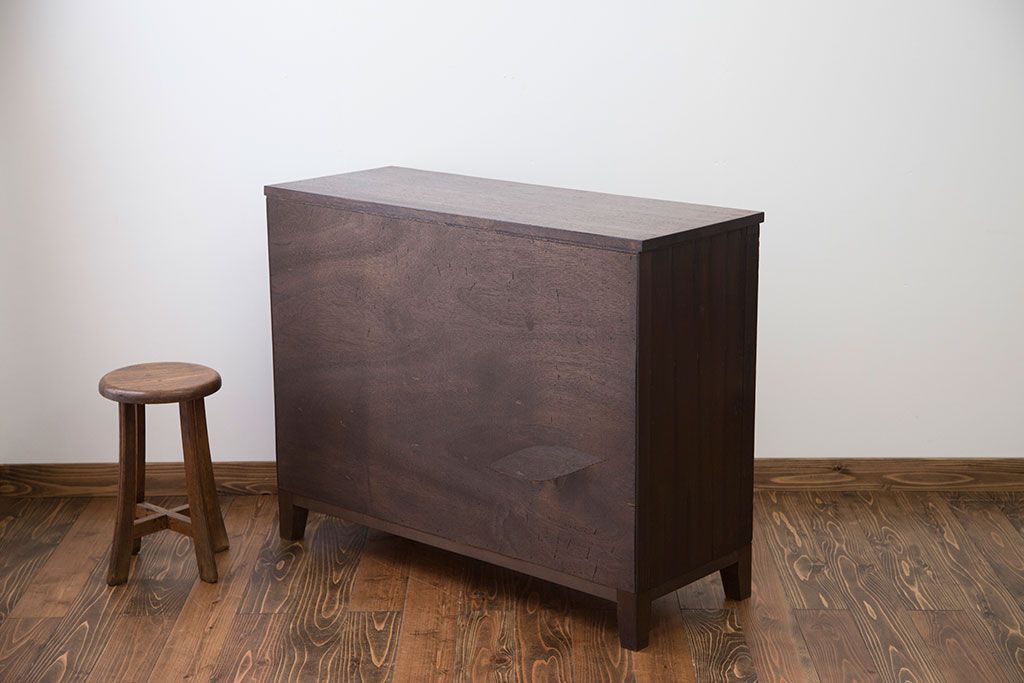 レトロ家具　昭和レトロ ダイヤガラス入りキッチンキャビネット