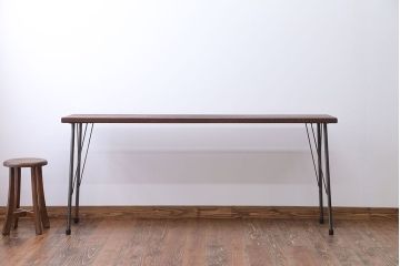 アンティーク家具　天板一枚板　古材を使った鉄脚テーブル(1)