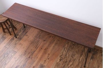 アンティーク家具　天板一枚板　古材を使った鉄脚テーブル(1)