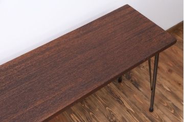 アンティーク家具　天板一枚板　古材を使った鉄脚テーブル(1)