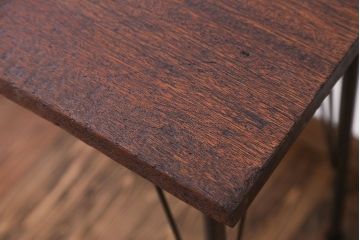 アンティーク家具　天板一枚板　古材を使った鉄脚テーブル(1)