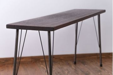 アンティーク家具　天板一枚板　古材を使った鉄脚テーブル(1)