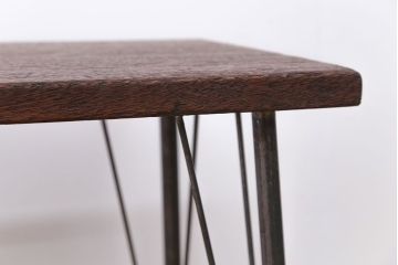 アンティーク家具　天板一枚板　古材を使った鉄脚テーブル(1)