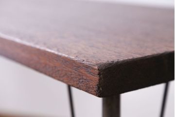 アンティーク家具　天板一枚板　古材を使った鉄脚テーブル(1)