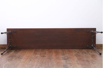 アンティーク家具　天板一枚板　古材を使った鉄脚テーブル(1)