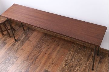 アンティーク家具　天板一枚板　古材を使った鉄脚テーブル(2)